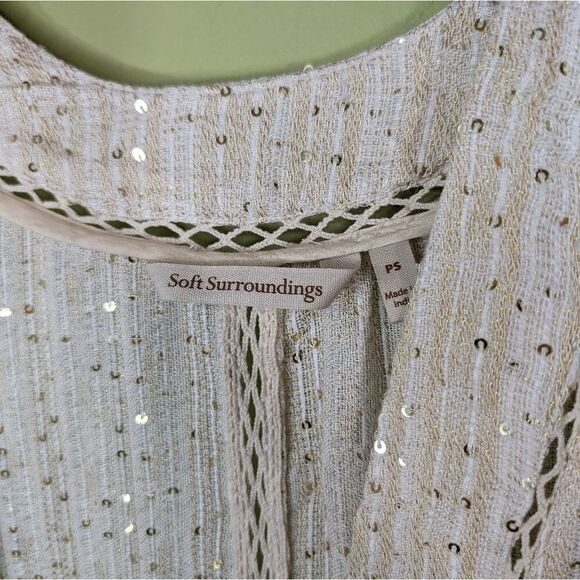 Soft Surroundings cardigan open front gold sequin light weight SP - Picture 5 of 6